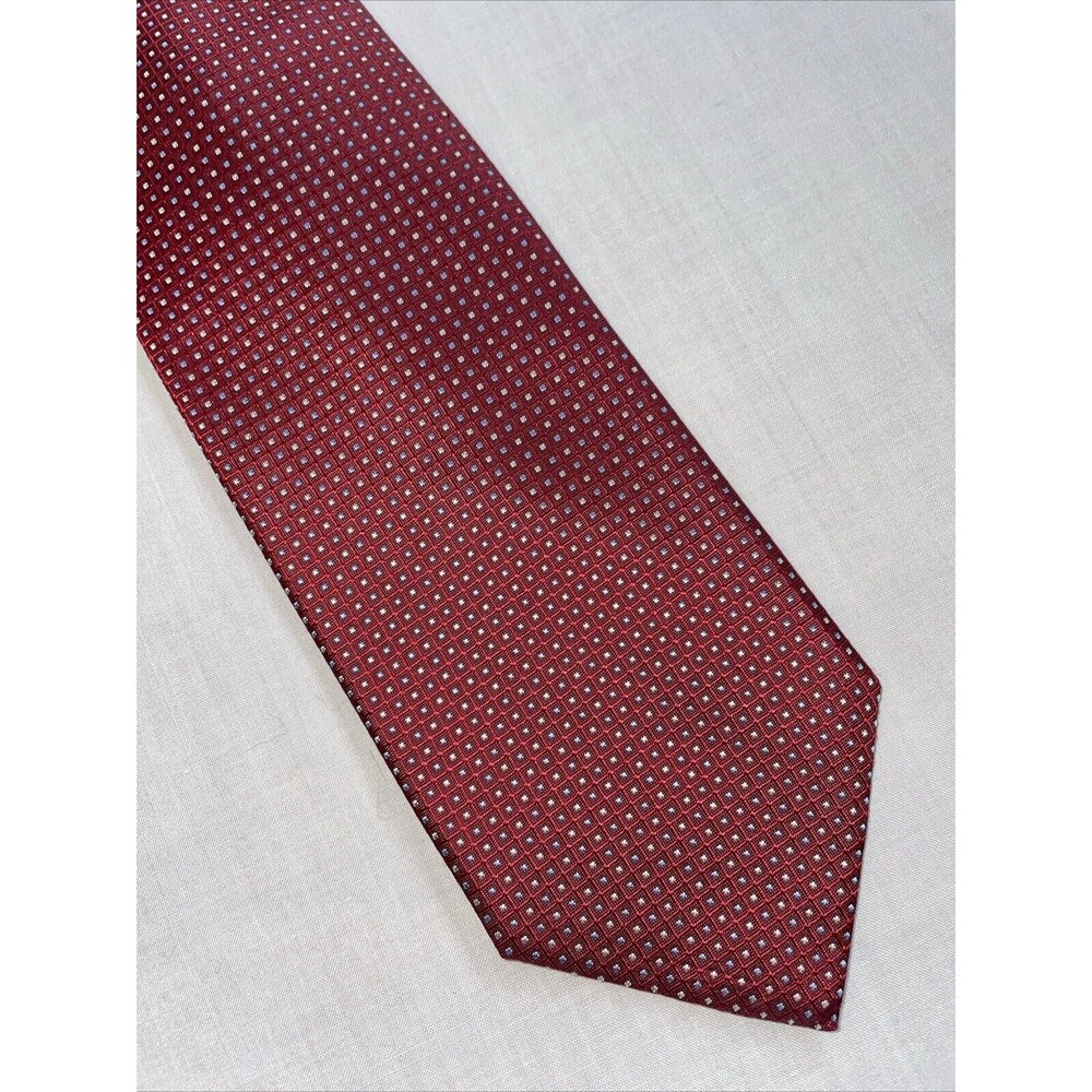Boss Hugo Boss Italy Men’s Dress Tie Size 57” Red Dotted Silk Business Formal